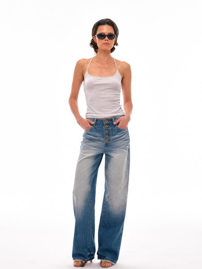 NyDkyel Y Back Cross Strap Strong Twist Ribbed Camisole