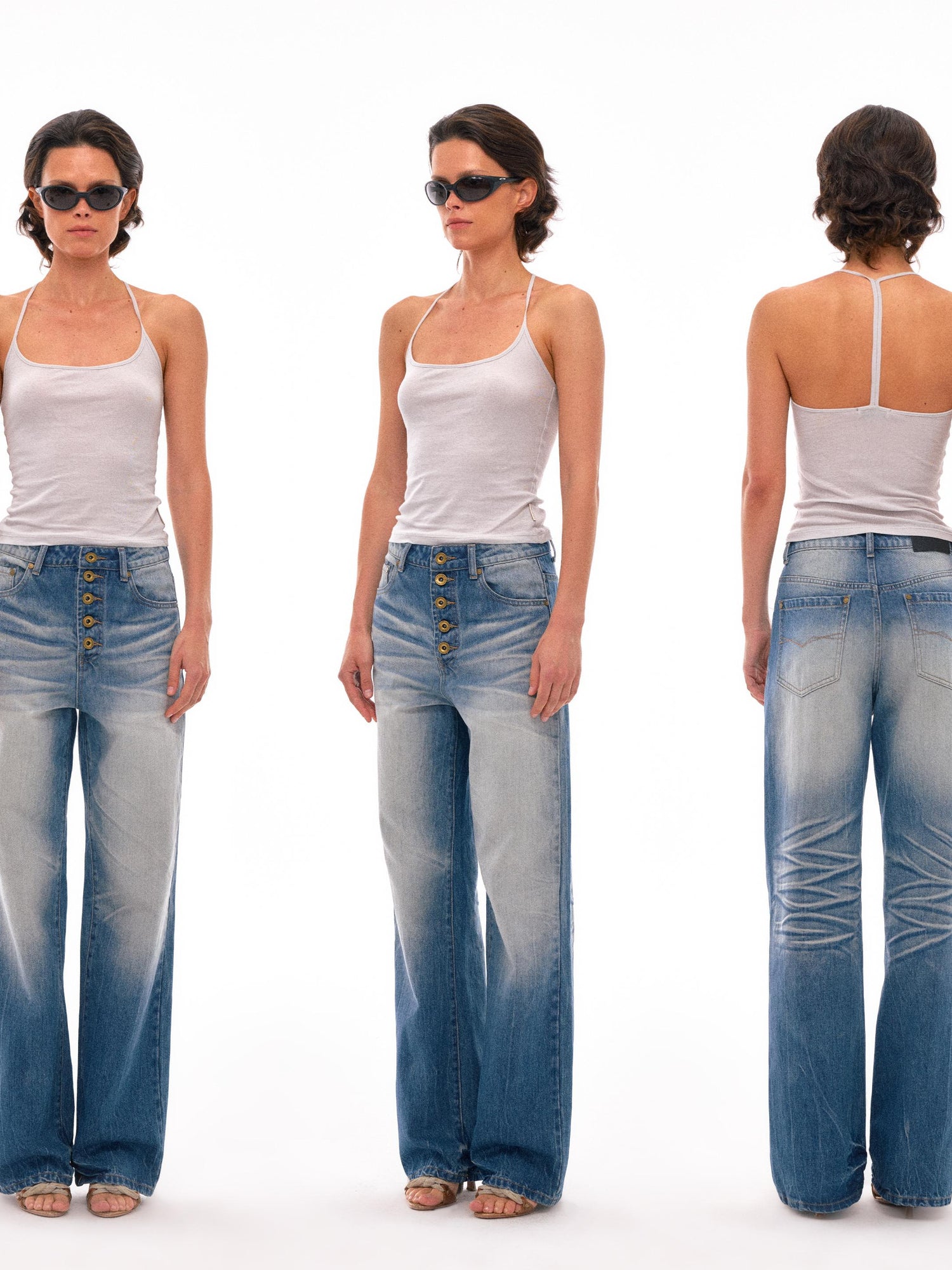NyDkyel Y Back Cross Strap Strong Twist Ribbed Camisole