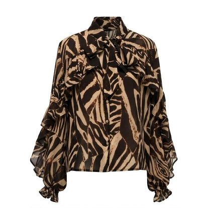 NyDkyel_Zebra_Print_Ruffle_Collar_Metal_Button_Embellished_Women&