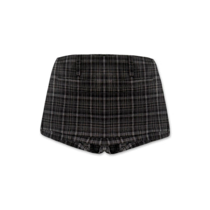 Retro American Plaid Side Slit Skort