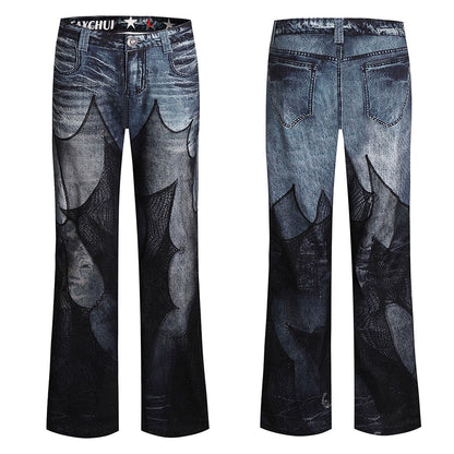 Vintage Black Mesh Flared Jeans