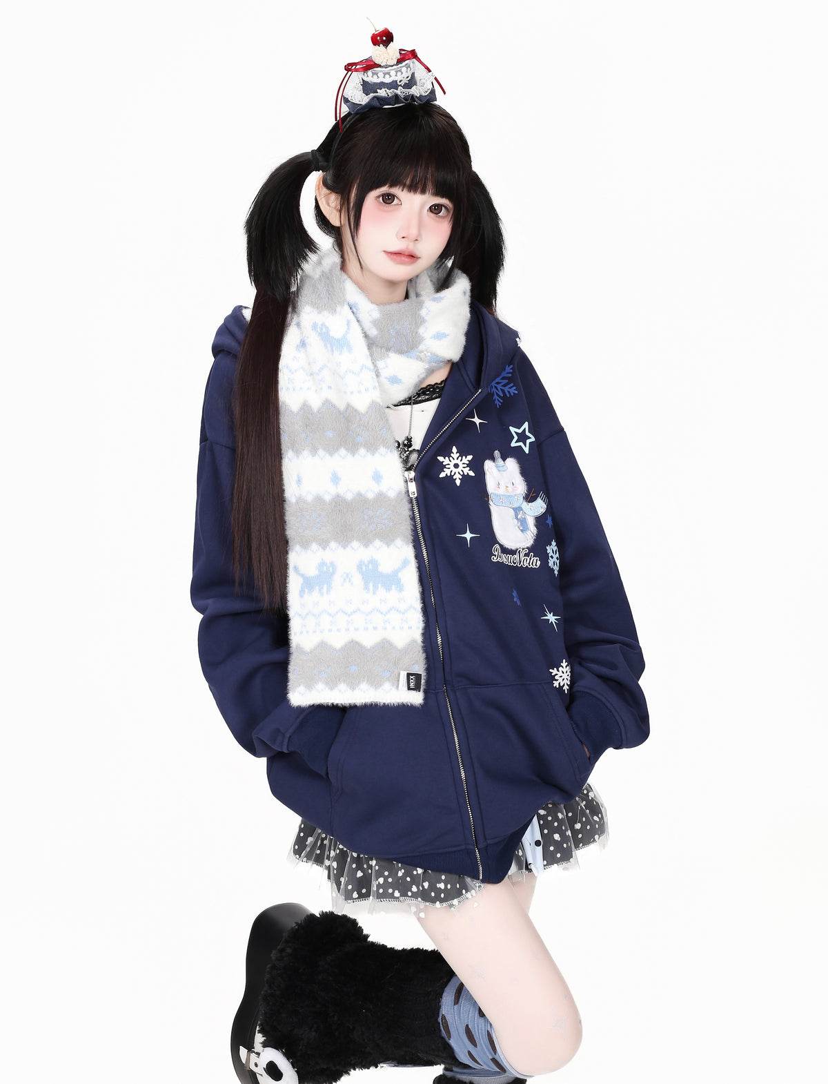 CRAZYGIRL_Snowman_Embroidered_Fleece_Lined_Loose_Fit_Women&