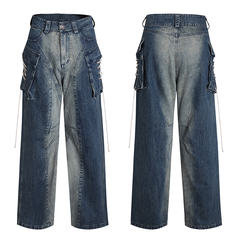 Gradient Cargo Flare Jeans