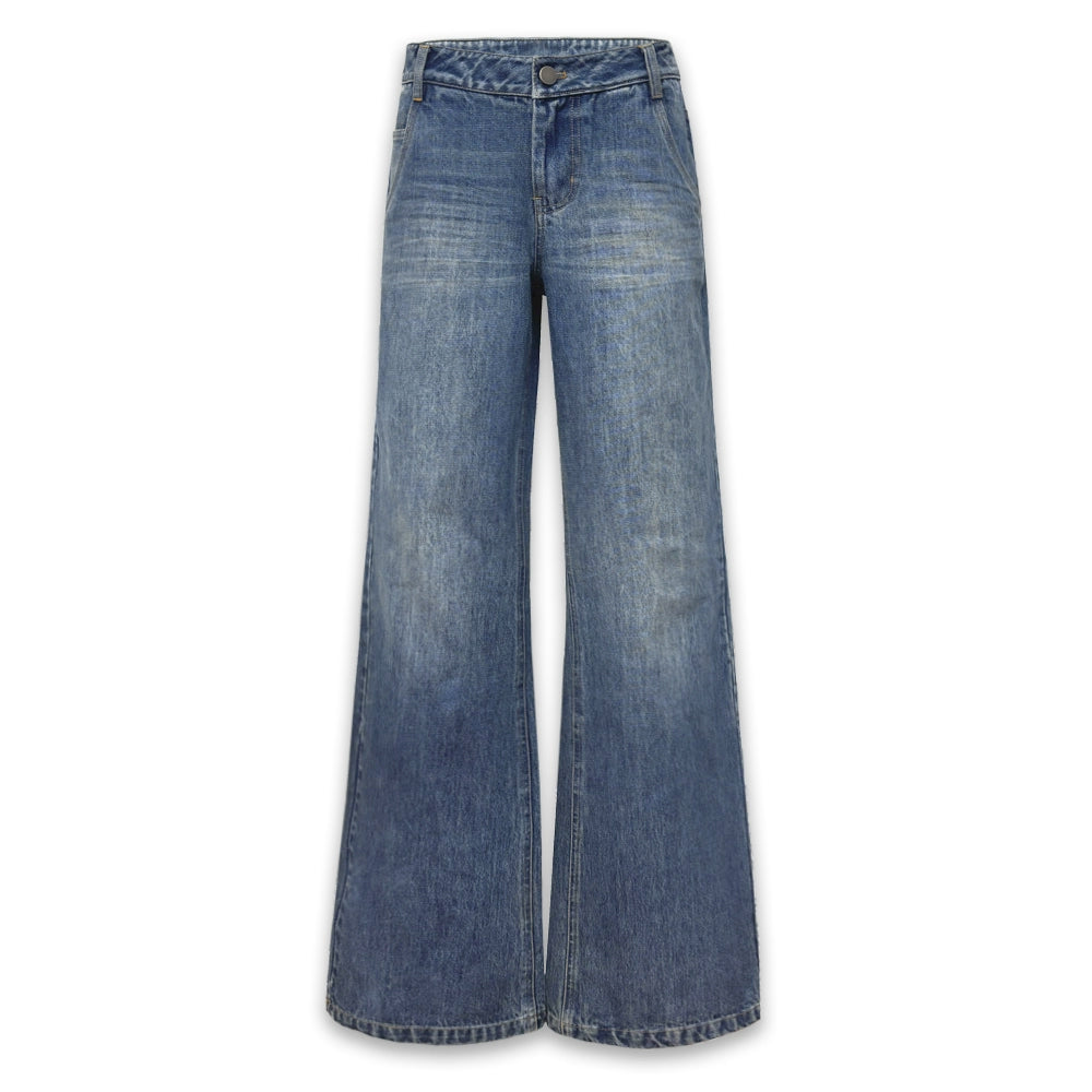 Vintage Blue Washed Flared Jeans