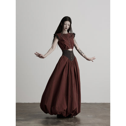 INDULGE_Petal_Sleeve_Spliced_Cropped_Cinched_Waist_Women&