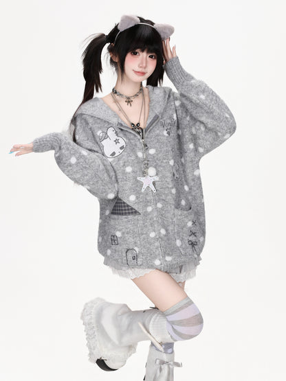 CRAZYGIRL_Cartoon_Bunny_Polka_Dot_Loose_Fit_Women&