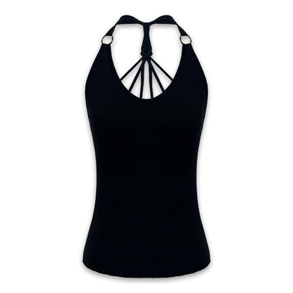 Lace Y Back Knit Sleeveless Tank