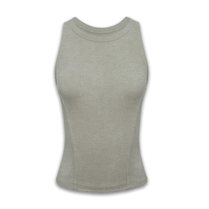 Gray Wheat Ribbed Yoga Tank Top
