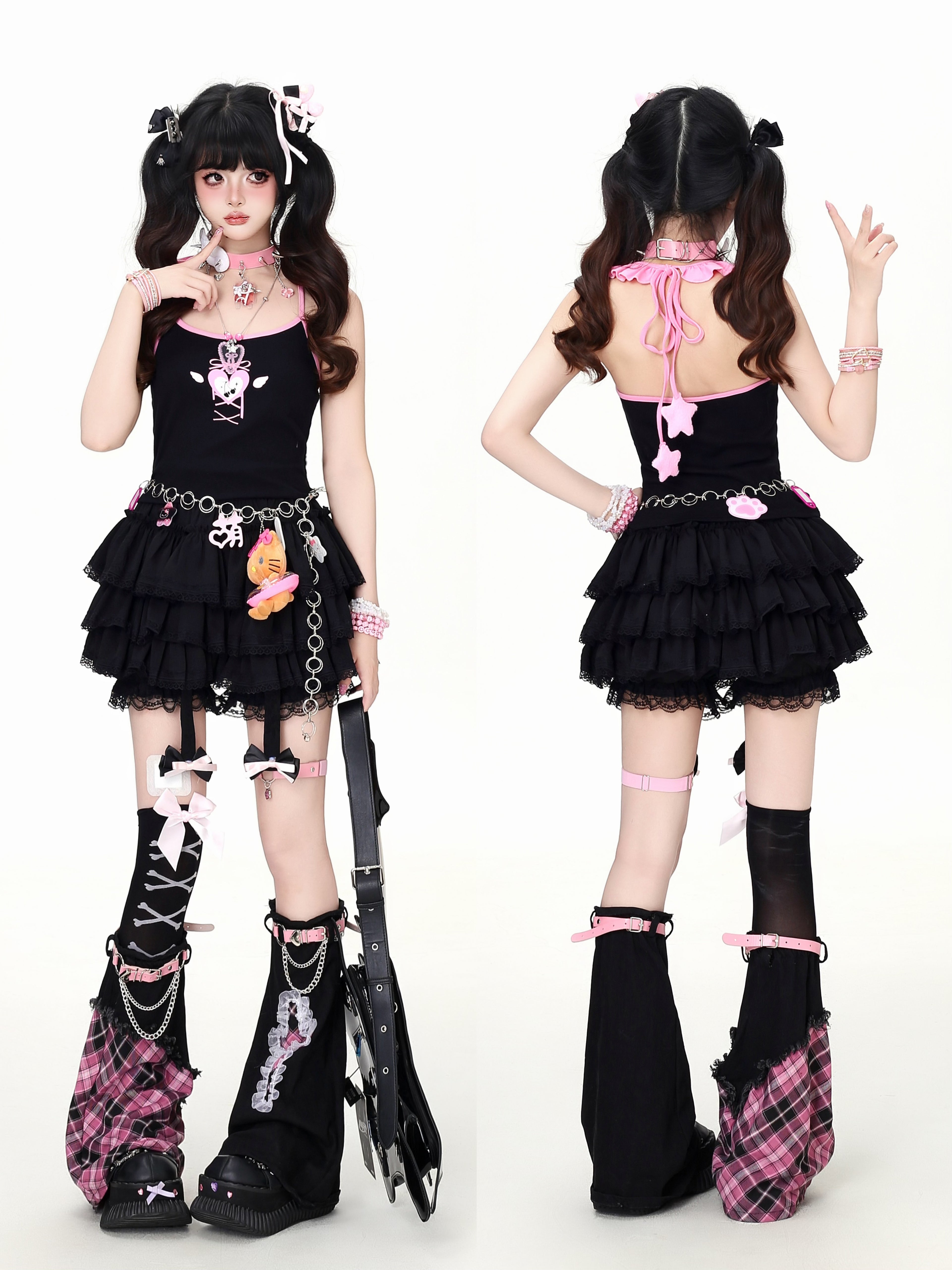 Crazy_Girl_3d_Star_Heart_Applique_Tie_Bow_Halter_Slim_Cropped_Women&