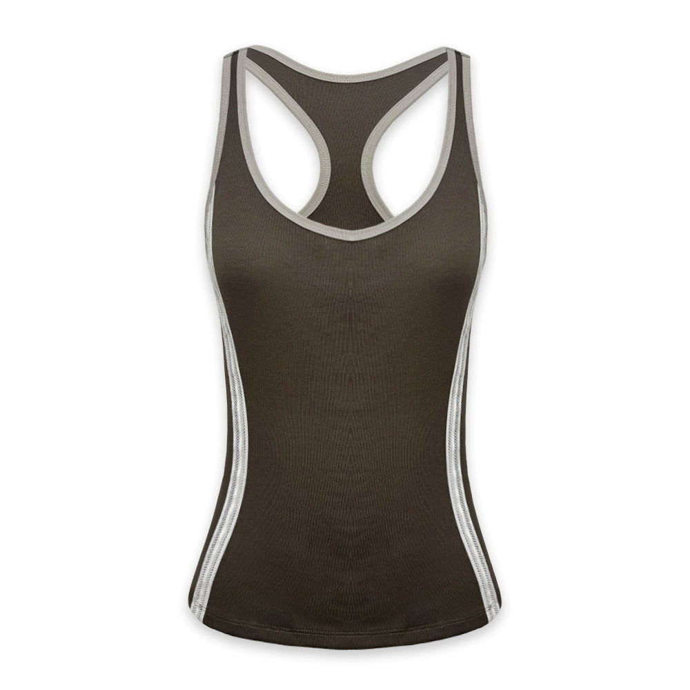 Gray Green Mesh Paneled Camisole