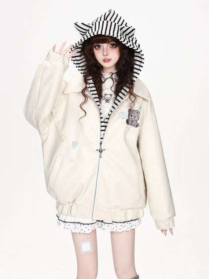 CRAZYGIRL_Bear_Embroidered_Hooded_Cat_Ear_Women&
