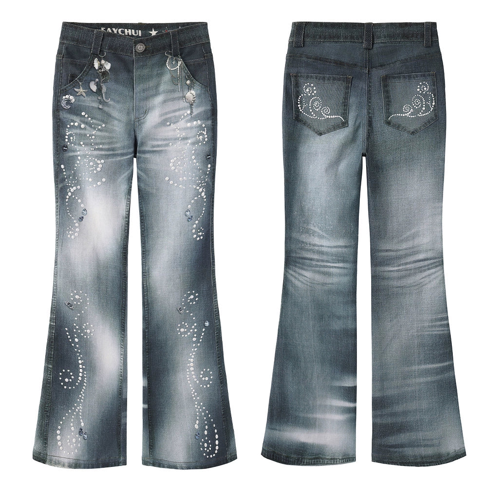 Vintage Pearl Ocean Flared Jeans