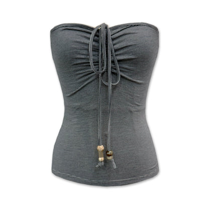 Ribbed Stripe Halter Neck Yoga Top