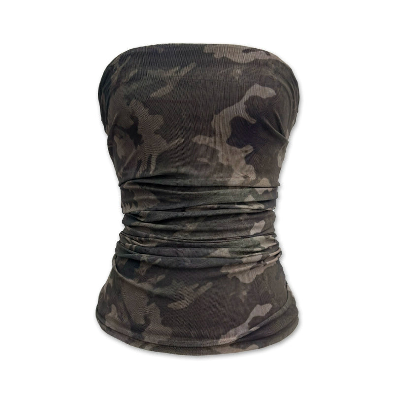Camouflage Mesh Bustier Top