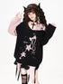 CRAZYGIRL_Bow_Detail_V-neck_Loose_Fit_Long_Sleeve_Women&