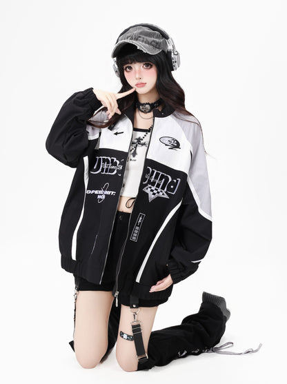 Crazy_Girl_Lightweight_Contrast_Color_Stand_Collar_Zipper_Loose_Fit_Women&