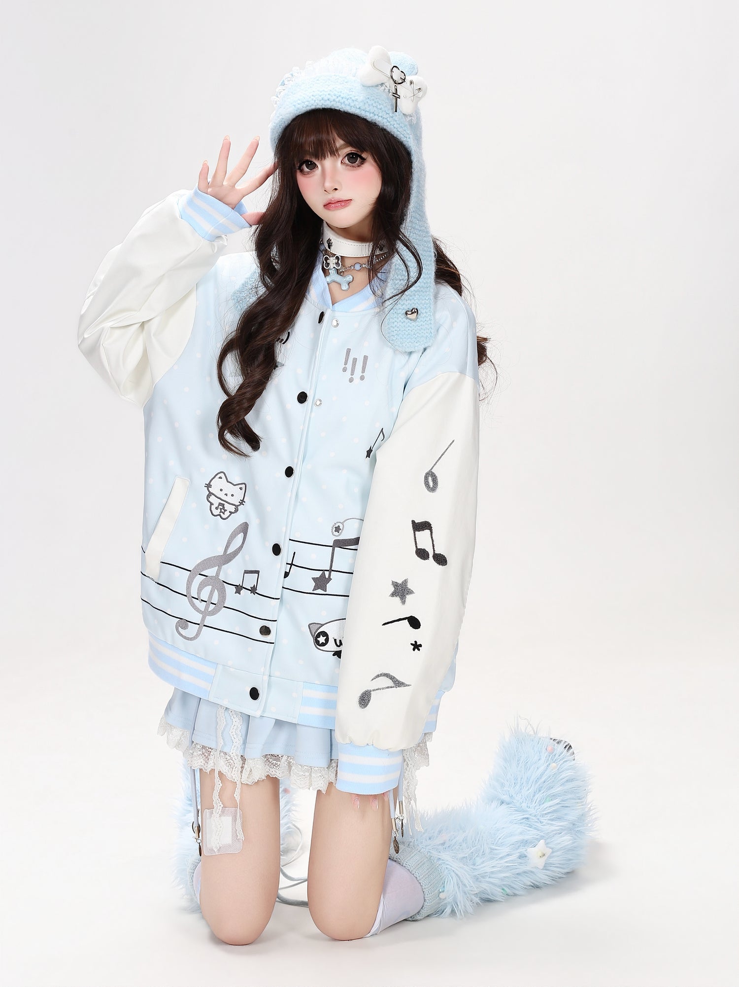 Crazy_Girl_Colorblock_Embroidered_Cat_Music_Note_Hooded_Women&