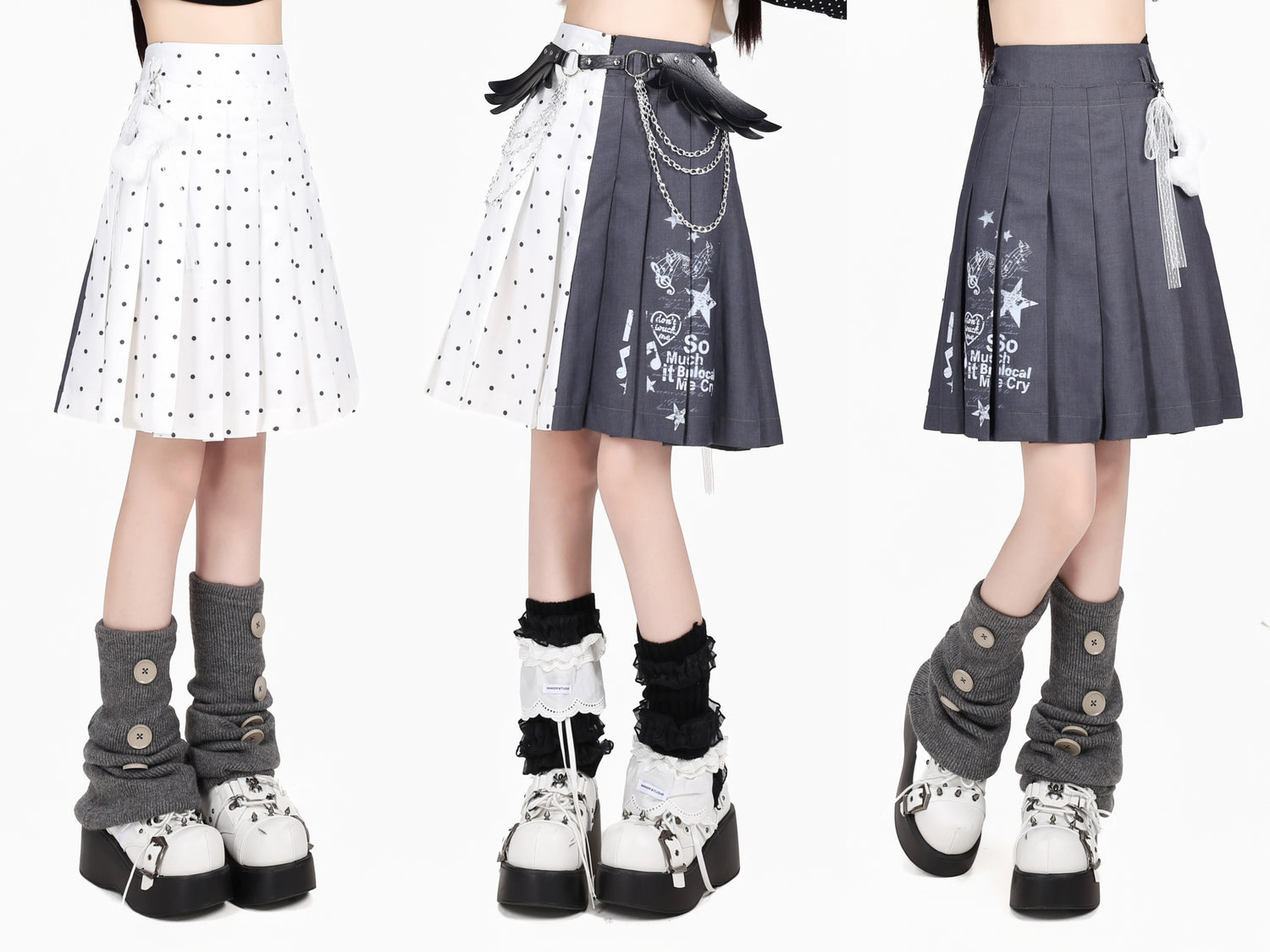Crazy_Girl_Music_Note_Polka_Dot_High_Waist_Zipper_School_Women&