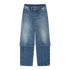 RUN TO THE FUTURE Washed Blue Denim Low Waist Relaxed Fit Casual Zipper Fly Wide-Leg Jeans