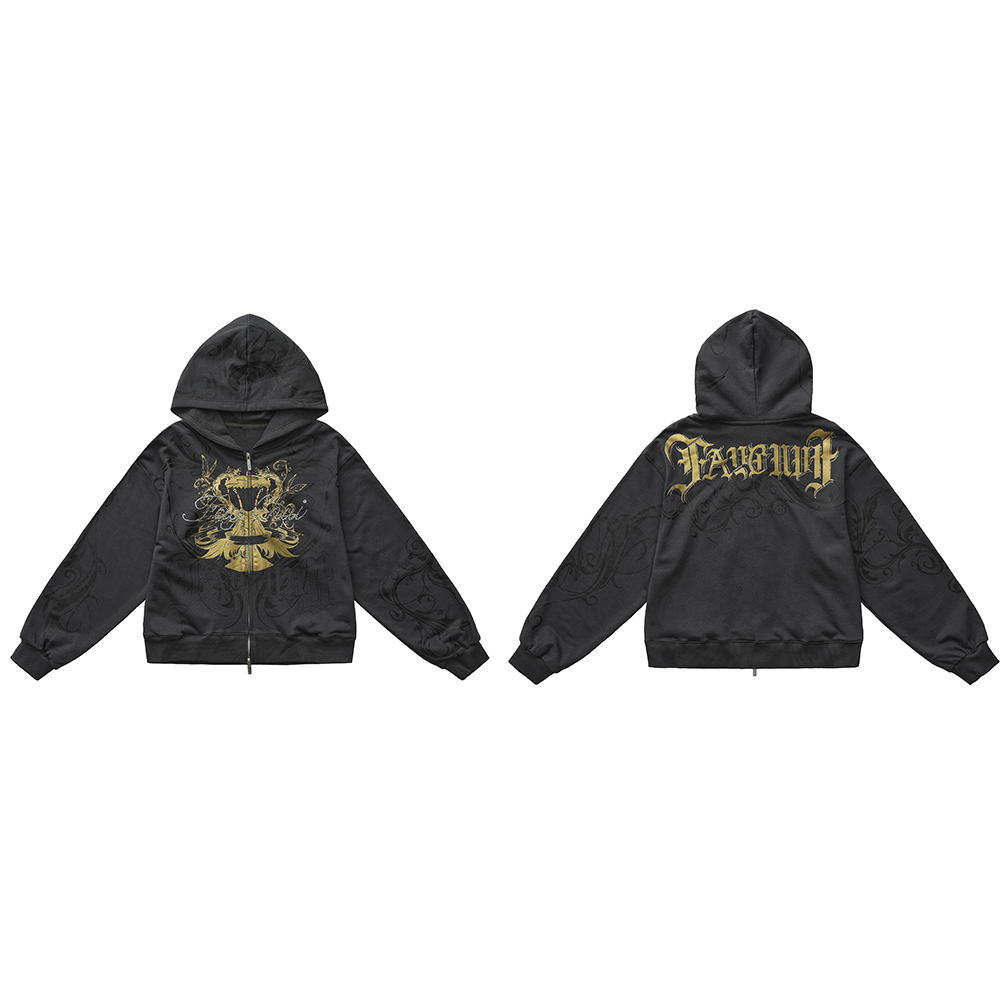 Vintage Washed Gold Foil Hoodie