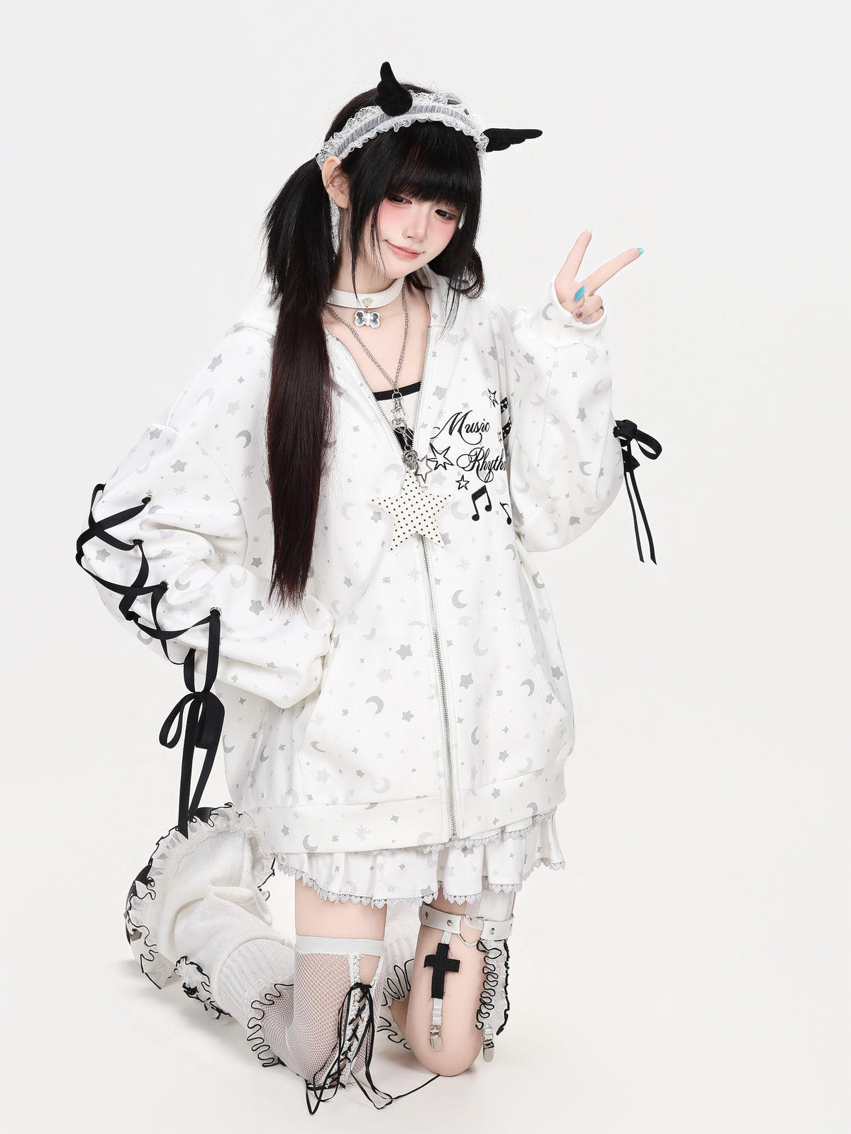 CRAZYGIRL_Striped_Fleece_Lined_Lantern_Sleeve_Hooded_Loose_Fit_Women&