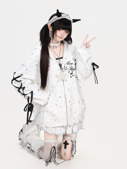 CRAZYGIRL_Striped_Fleece_Lined_Lantern_Sleeve_Hooded_Loose_Fit_Women&