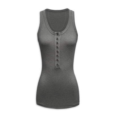 Fitted Gray Waffle Knit Tank Top