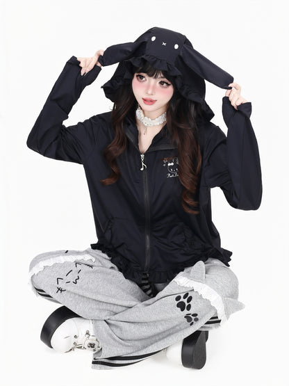Crazy_Girl_Cute_Rabbit_Ear_Hood_Ruffle_Zip_Loose_Women&