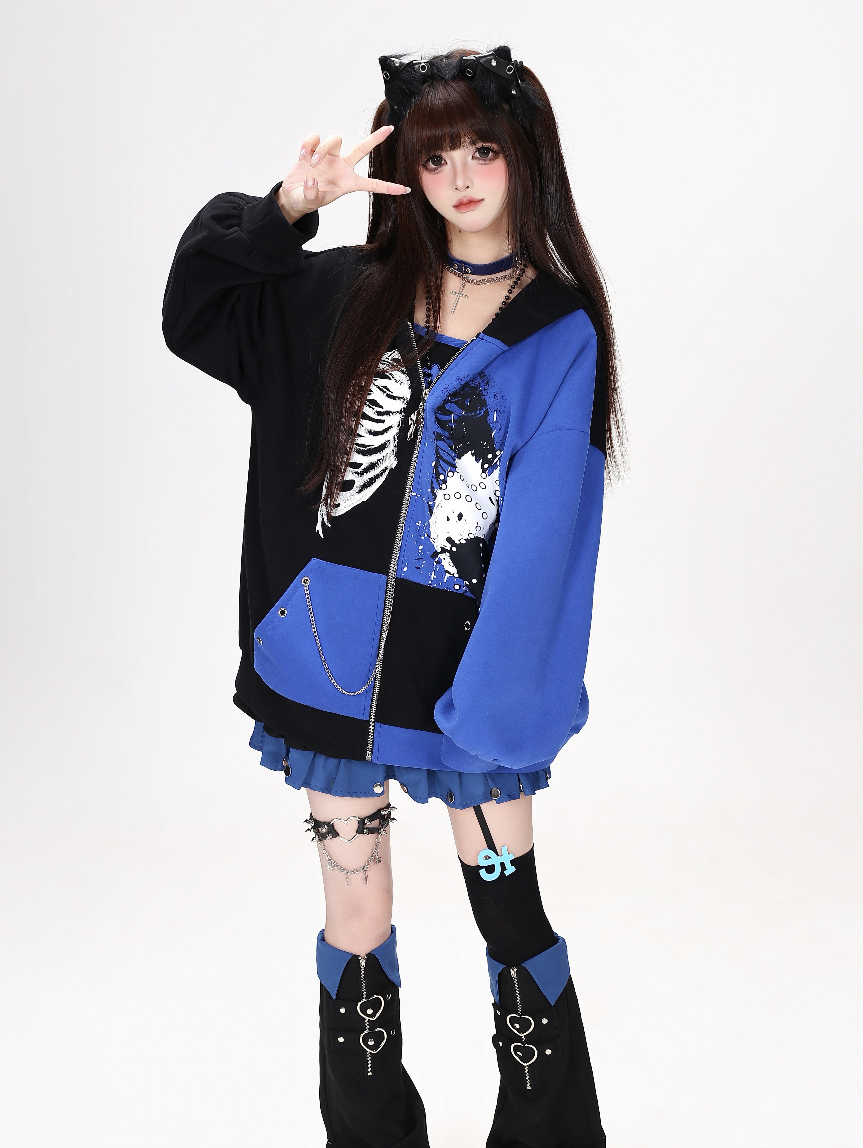 Crazy_Girl_Skull_Memory_Chip_Colorblock_Punk_Loose_Women&