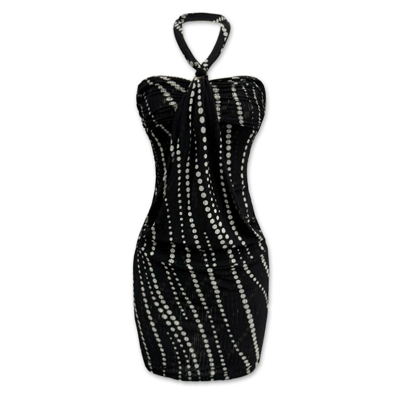 V-neck Halter Bodycon Mini Dress