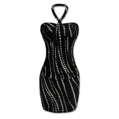 V-neck Halter Bodycon Mini Dress