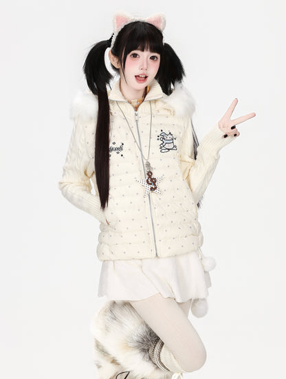 CRAZYGIRL_Fur_Trim_Hooded_Zip_Cropped_Slim_Fit_Women&