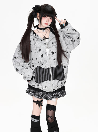 CRAZYGIRL_Star_Print_Loose_Fit_Long_Sleeve_Women&