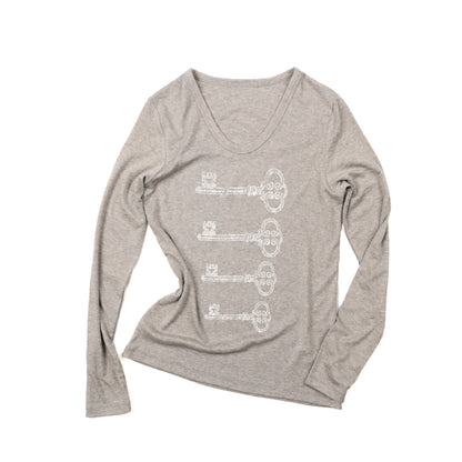 takeabreak_Vintage_Key_Print_V-neck_Slim_Fit_Lyocell_Women&