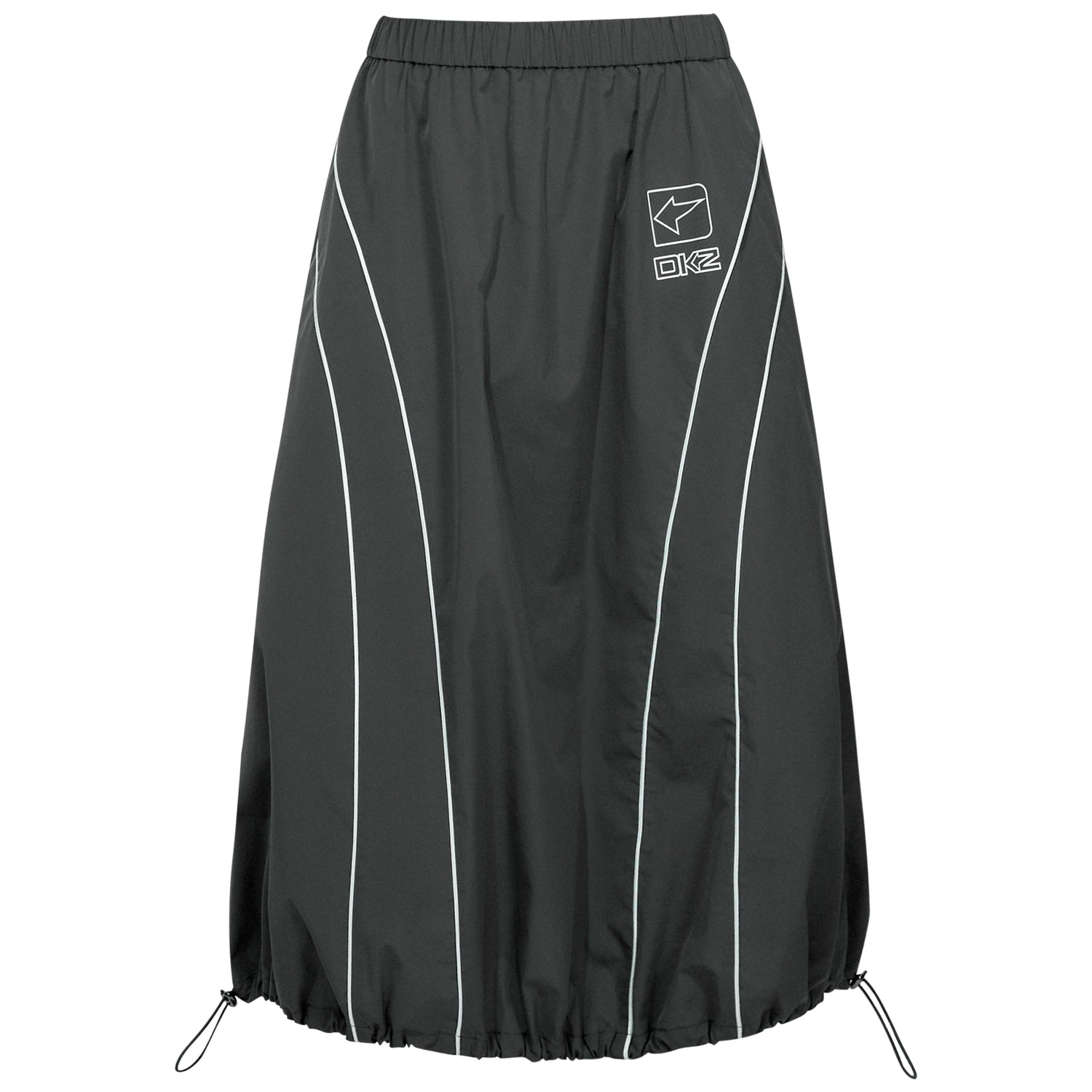 DKZ_OFFICIAL_Gray_Number_Print_Logo_Print_Drawstring_Hem_A_Line_Women&