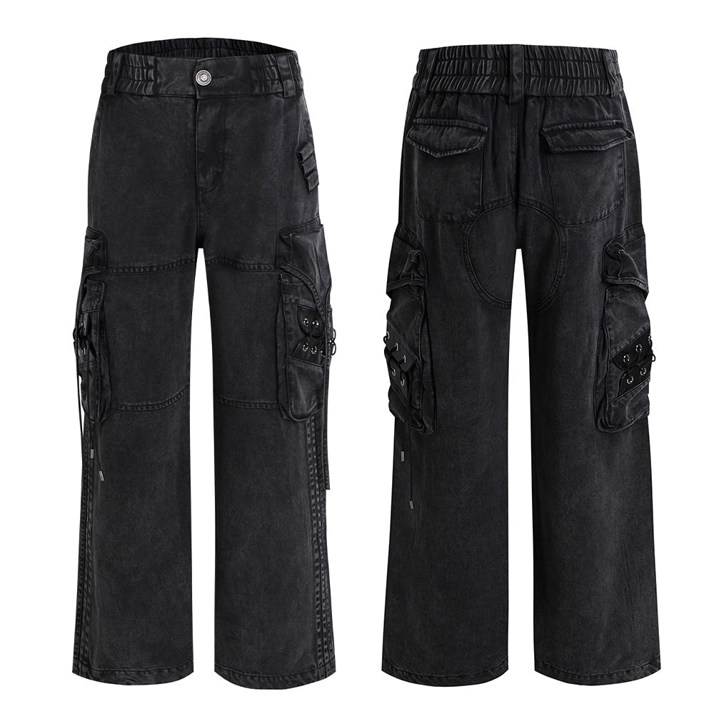Deconstructed Washed Cargo Jeans
