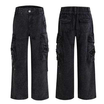 Deconstructed Washed Cargo Jeans