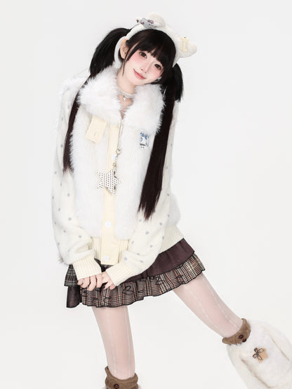 CRAZYGIRL_Faux_Fur_Stand_Collar_Knit_Sleeve_Panel_Women&