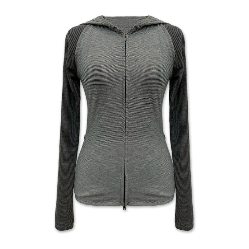 Color Block Striped Zip Hoodie