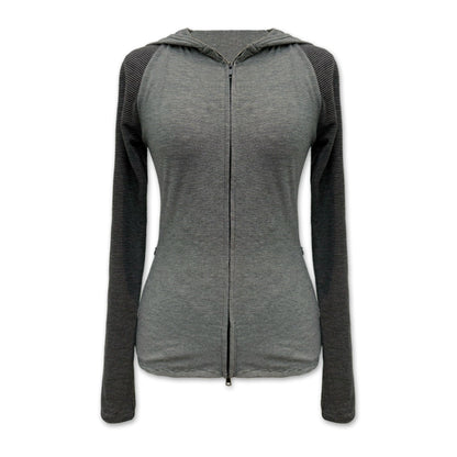 Color Block Striped Zip Hoodie