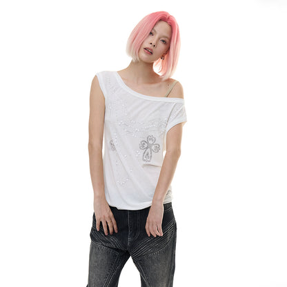 Pearl Embellished Off Shoulder Knit Top