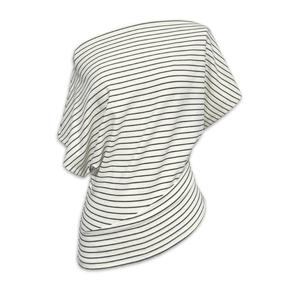 Asymmetric Shoulder Sport Stripe Tee