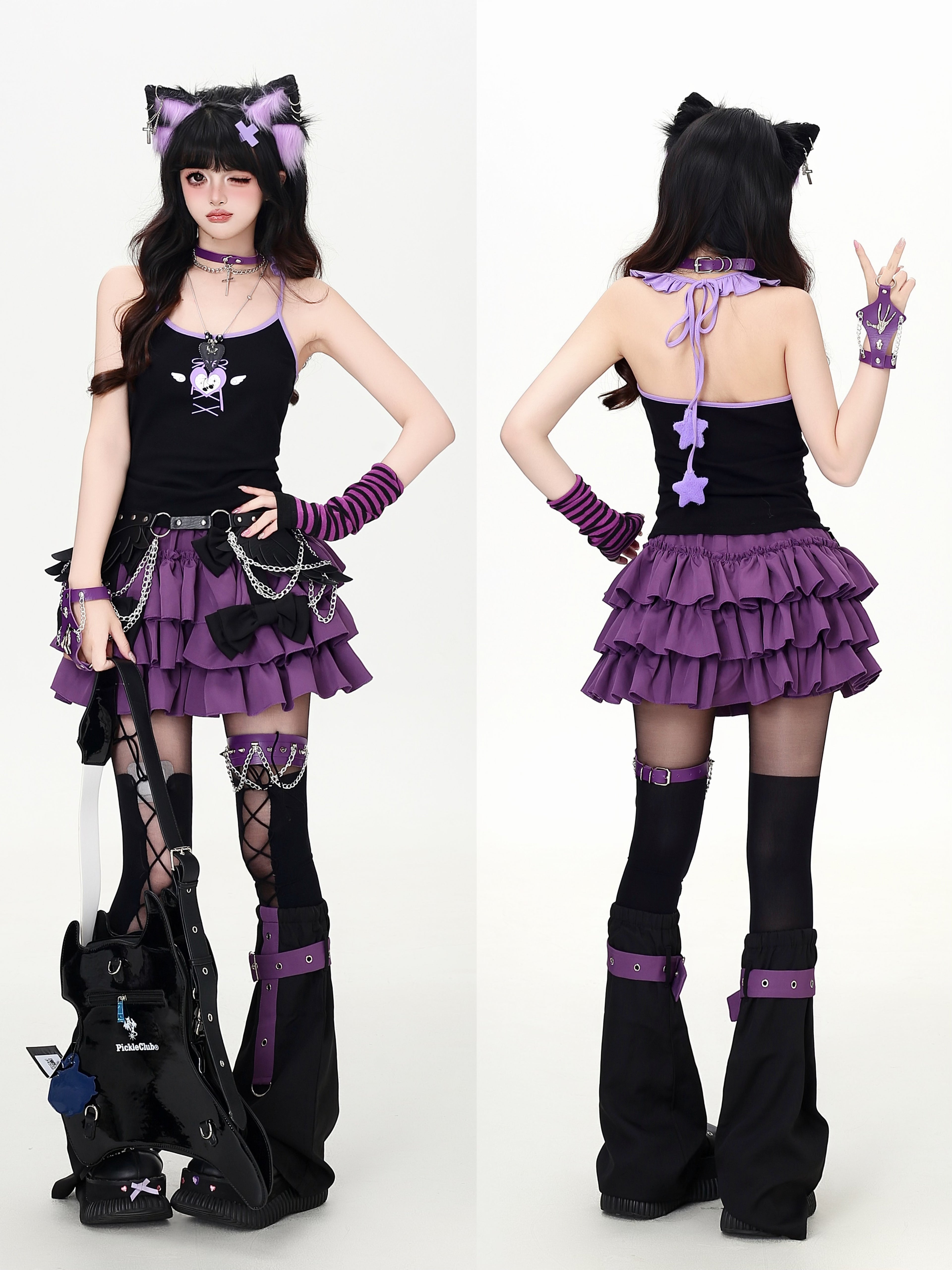Crazy_Girl_3d_Star_Heart_Applique_Tie_Bow_Halter_Slim_Cropped_Women&