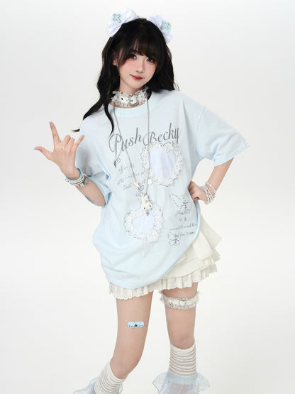 Crazy_Girl_Ballet_Inspired_3d_Bow_Heart_Lace_Roundneck_Women&
