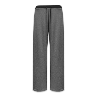 Black Gray Striped Knit Drawstring Wide Leg Pants