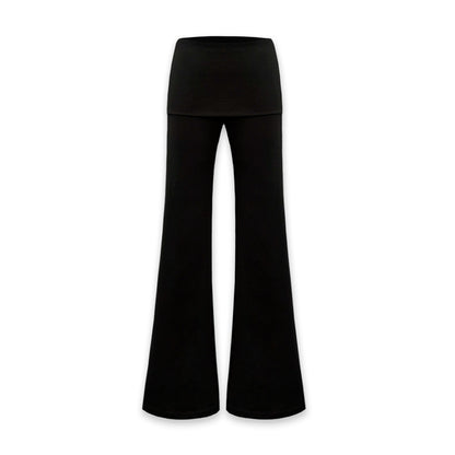 Stretchy Black Flared Waistband Yoga Pants