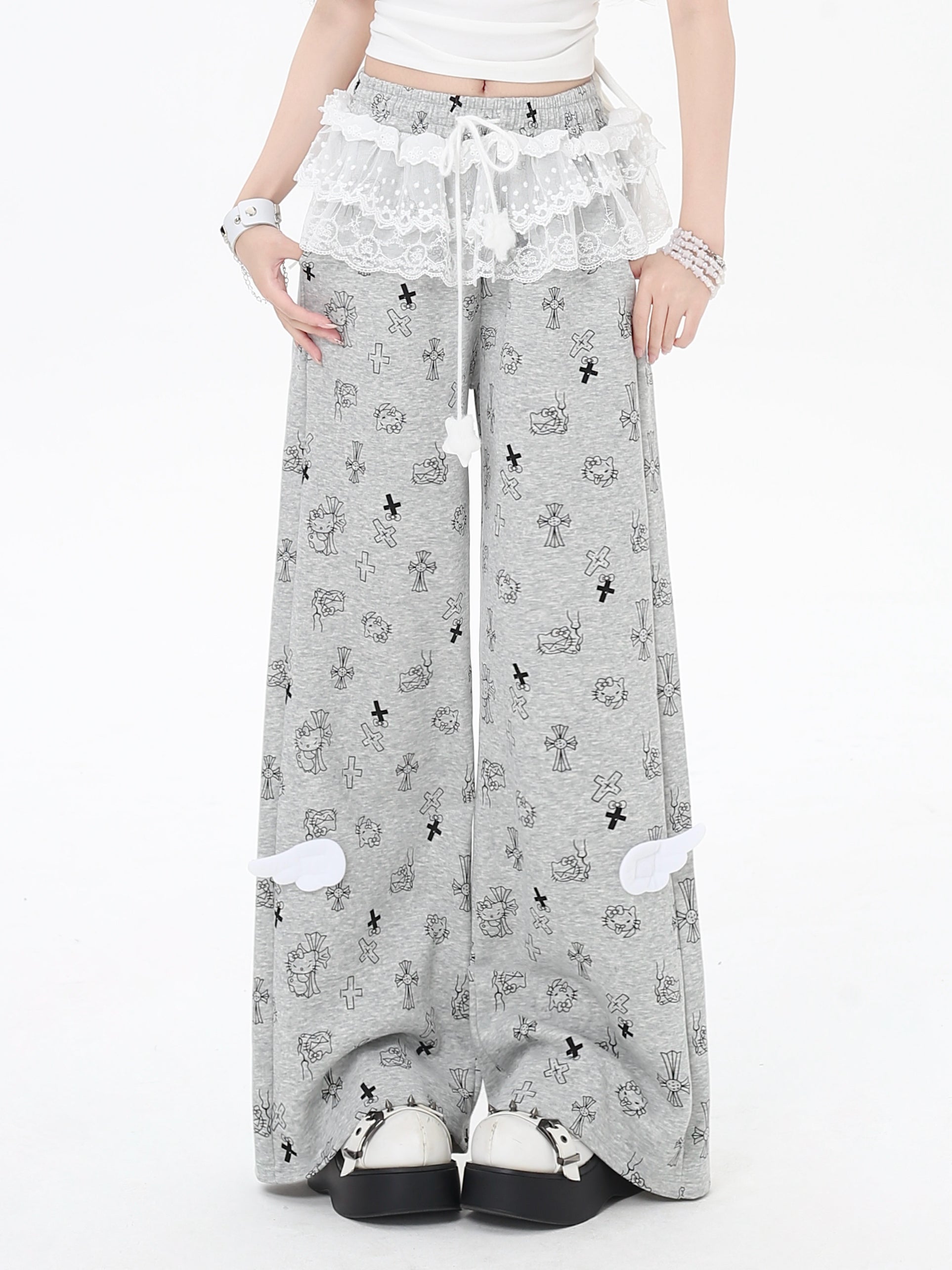Crazy_Girl_Sweet_Floral_Printed_Lace_Trim_High_Waist_Women&