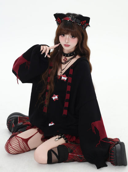 Crazy_Girl_Hooded_Rabbit_Ear_Striped_Star_Women&