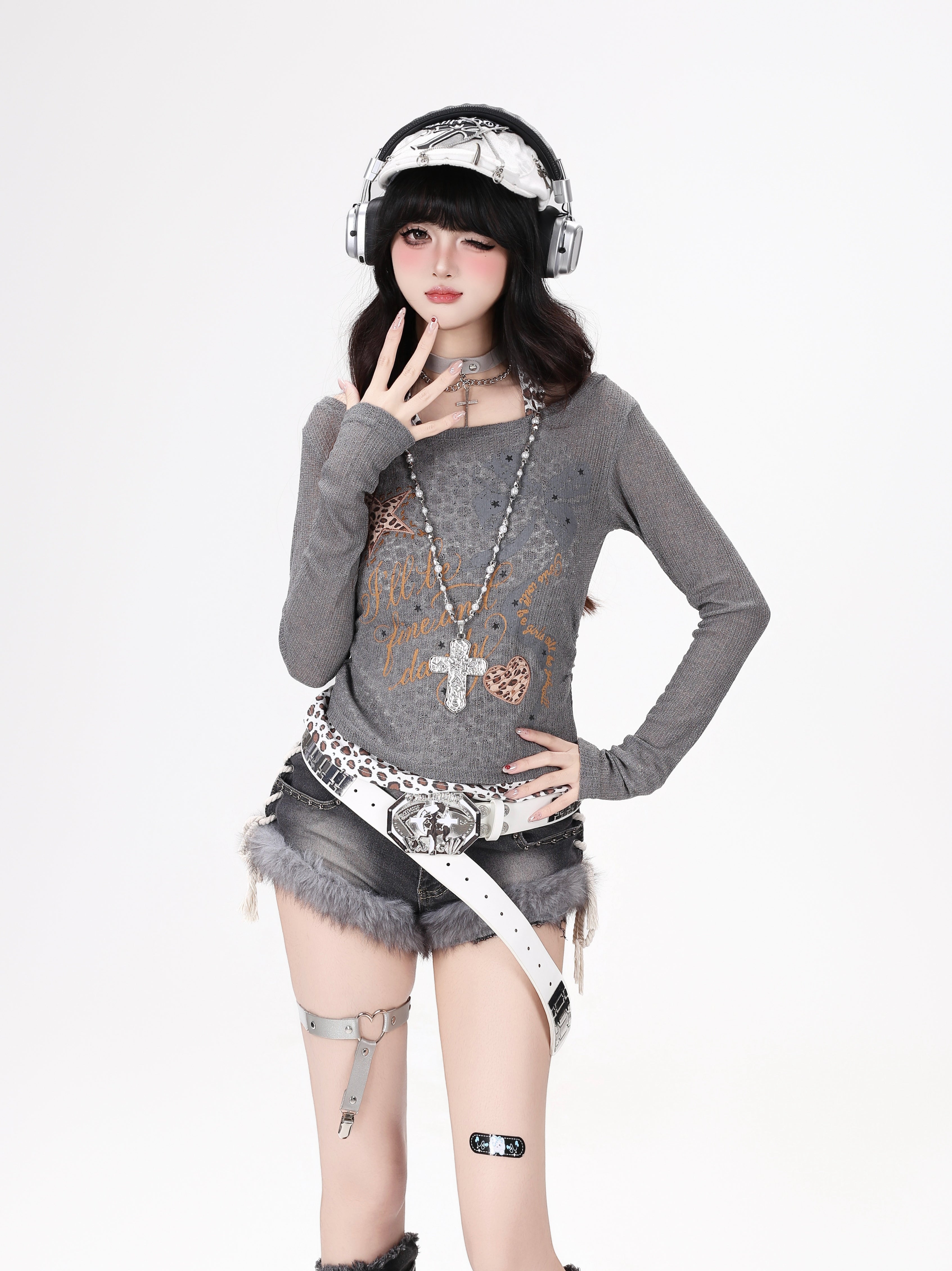 Crazy_Girl_Leopard_Spliced_Faux_Layer_Textured_Waist_Slim_Women&