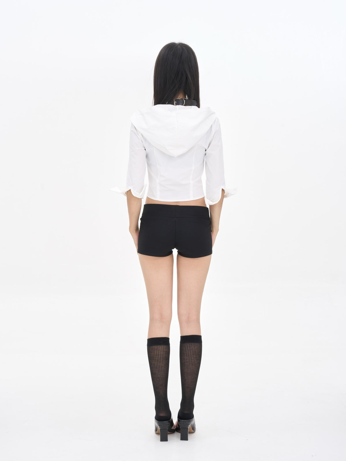 ONNASENSHI Black Low Rise Slim Fit Elastic Waist Women&
